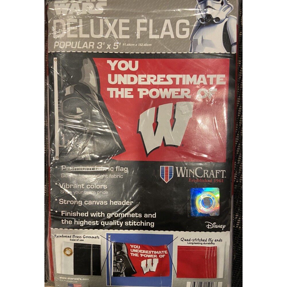 University Wisconsin UW Badgers Darth Vader Star Wars Outdoor Flag yard Banner